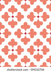 Seamless geometric pattern with flowers. Vector art.
