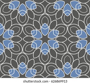 Seamless geometric pattern with flowers. Vector art.

