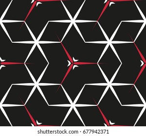 Seamless geometric pattern with flowers. Vector art.
