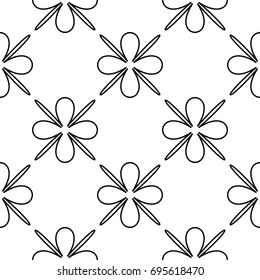 Seamless geometric pattern with flowers. Vector art.
