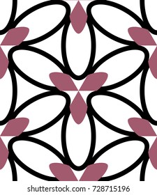 Seamless geometric pattern with flowers. Vector art.
