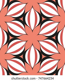 Seamless geometric pattern with flowers. Vector art.