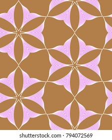 Seamless geometric pattern with flowers. Vector art.
