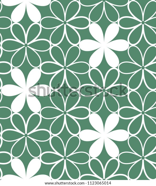 Seamless geometric pattern with flowers. Vector art.