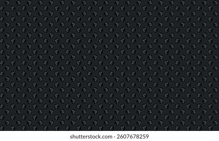 Seamless geometric pattern with flowers and vertical stripe in gray on black background. Vector illustration, for masculine shirt lady dress cloth cover decoration textile cover wallpaper