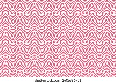 A seamless geometric pattern with flowing wave-like curves and concentric arcs, creating a dynamic and rhythmic visual effect. The repeating design offers a modern and decorative aesthetic.