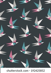 Seamless geometric pattern. Flying birds