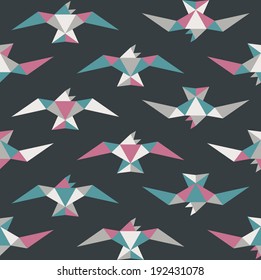 Seamless geometric pattern. Flying birds