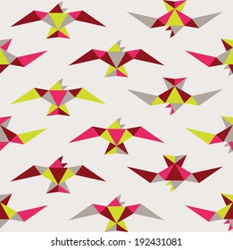 Seamless geometric pattern. Flying birds