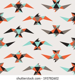 Seamless geometric pattern. Flying birds