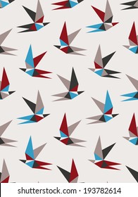 Seamless geometric pattern. Flying birds