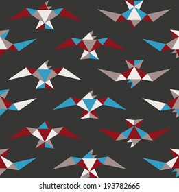 Seamless geometric pattern. Flying birds