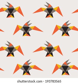 Seamless geometric pattern. Flying birds