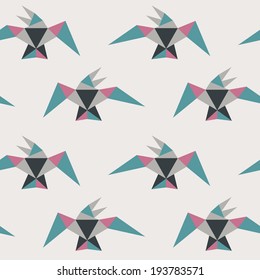 Seamless geometric pattern. Flying birds