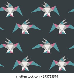 Seamless geometric pattern. Flying birds