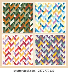 seamless geometric pattern in four different color scheme