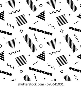 Seamless geometric pattern in funny abstract 1990s style 