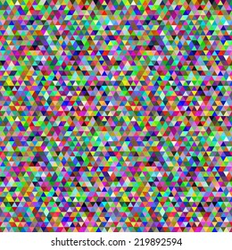 Seamless geometric pattern funny colored triangles.  Abstract ornamental pattern of triangles, mosaic. 