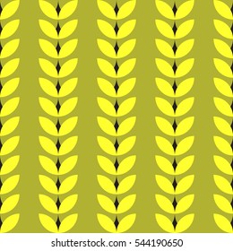 Seamless geometric pattern with garlands of stylized golden leaves. Vector.