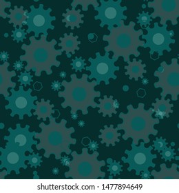 Seamless geometric pattern with gears, mechanical background, engineering design