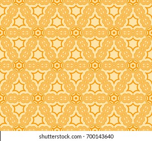 seamless geometric pattern with geometrical floral ornament. vector illustration. orange color