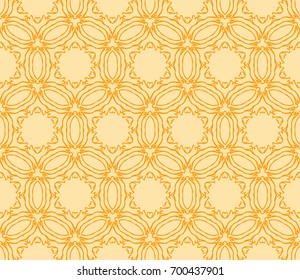 seamless geometric pattern with geometrical floral ornament. vector illustration. orange color