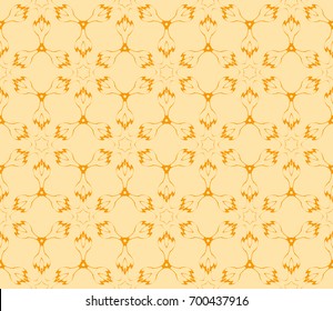 seamless geometric pattern with geometrical floral ornament. vector illustration. orange color