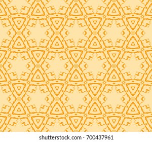 seamless geometric pattern with geometrical floral ornament. vector illustration. orange color