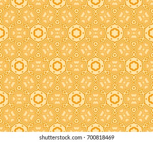 seamless geometric pattern with geometrical floral ornament. vector illustration. orange color