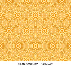 seamless geometric pattern with geometrical floral ornament. vector illustration. orange color