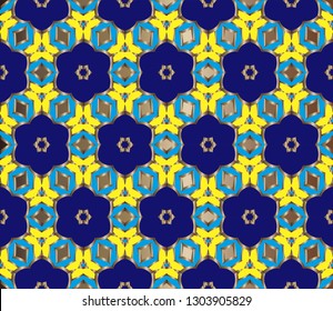 Seamless  geometric  pattern. With gold color line ornament.  Raster  illustration.  Abstract geometric illustration. Colorful mosaic texture, Modern solution for finishing the rooms with metal mosaic