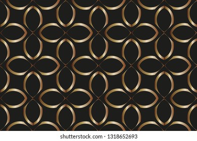 Seamless geometric pattern. With gold color line ornament.  