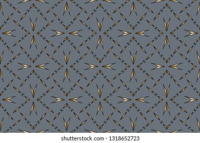 Seamless geometric pattern. With gold color line ornament.  