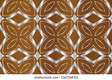 Seamless geometric pattern. With gold color line ornament. Creative design for different backgrounds. Seamless horizontal borders with repeating line texture. Brown pattern, brown image 