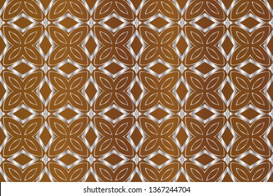 Seamless geometric pattern. With gold color line ornament. Creative design for different backgrounds. Seamless horizontal borders with repeating line texture. Brown pattern, brown image 