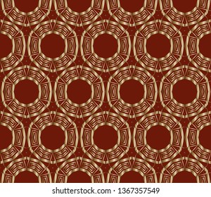 Seamless geometric pattern. With gold color line ornament. Raster illustration. creative design for different backgrounds. 