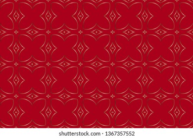 Seamless geometric pattern. With gold color line ornament. Raster illustration. creative design for different backgrounds. 