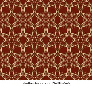 Seamless geometric pattern. With gold color line ornament. Creative design for different backgrounds. Seamless horizontal borders with repeating line texture