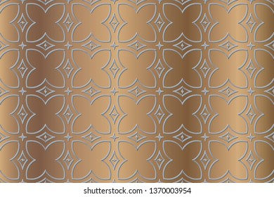Seamless geometric pattern. With gold color line ornament. Creative design for different backgrounds. Seamless horizontal borders with repeating line texture