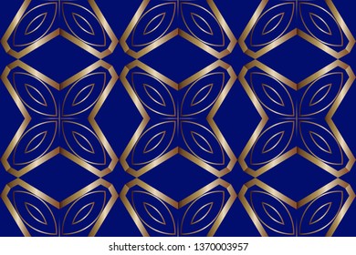 Seamless geometric pattern. With gold color line ornament. Creative design for different backgrounds. Seamless horizontal borders with repeating line texture