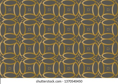 Seamless geometric pattern. With gold color line ornament. Creative design for different backgrounds. Seamless horizontal borders with repeating line texture