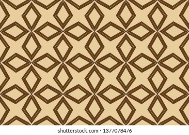 Seamless  geometric  pattern. With gold color line ornament.  Raster  illustration.  Abstract geometric illustration. Colorful mosaic texture, 