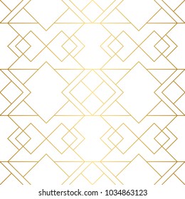 Seamless geometric pattern. Golden background. Vector seamless pattern. Golden texture. Geometric background with rhombus and nodes. Abstract geometric pattern.