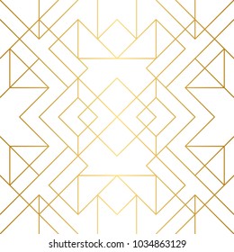 Seamless geometric pattern. Golden background. Vector seamless pattern. Golden texture. Geometric background with rhombus and nodes. Abstract geometric pattern.