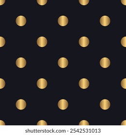 Seamless geometric pattern of golden circles.  Abstract vintage background. Modern elegant texture. It can be used in web design, packaging, printing, textiles, wallpaper.
