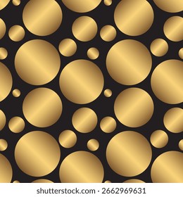 Seamless geometric pattern of golden circles.  Abstract vintage background. Modern and elegant texture. Vector illustration
