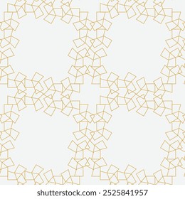 Nahtloses geometrisches Muster. Goldene Linien auf weißem Hintergrund. Textur mit Rhombus und Knoten. Abstrakte Vektorgrafik eps8. Vektorgrafik