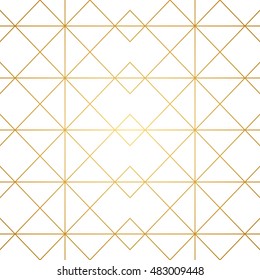 Seamless geometric pattern. Golden lines on white background. Texture with rhombus and nodes. Abstract vector eps8 illustration.