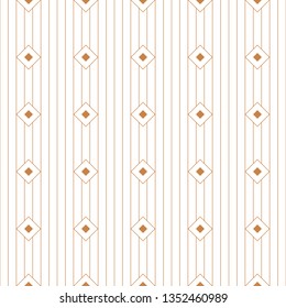 Seamless geometric pattern. Golden premium background. Diamonds with lines.