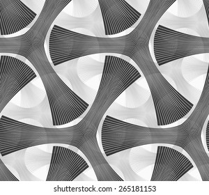 Seamless geometric pattern. Gray abstract geometrical design. Flat monochrome design.Monochrome dark striped tetrapods.